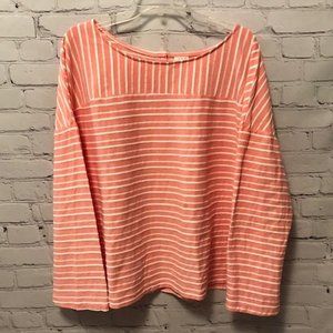 Peach & White Button Back Top